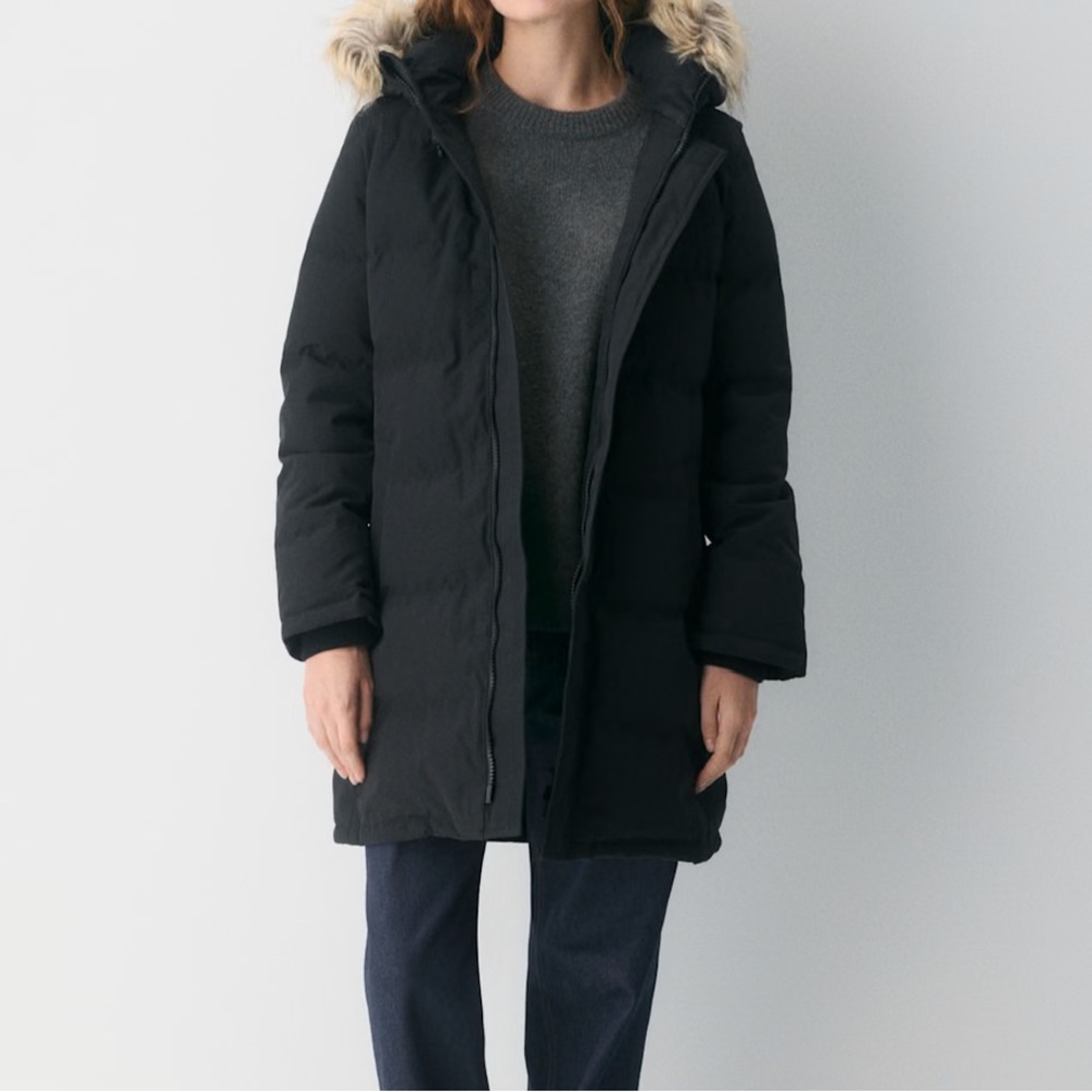 Navy TNA Powder Parka - mid length